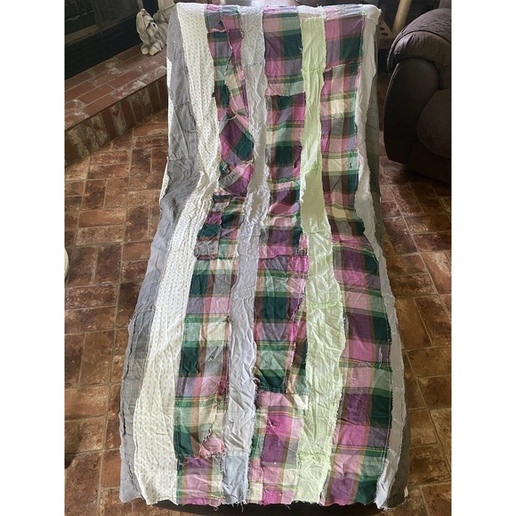 Vintage Start of a quilt project hand pieced 83" x 70" maybe 1960’s - Picture 5 of 12